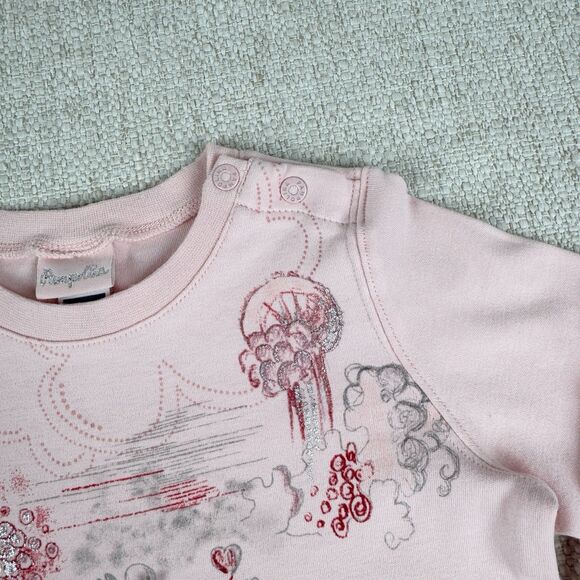 Pampolina Girls Top Size 4T Pink Long Sleeve Graphic Emboidered Sequin Shirt - Picture 5 of 15